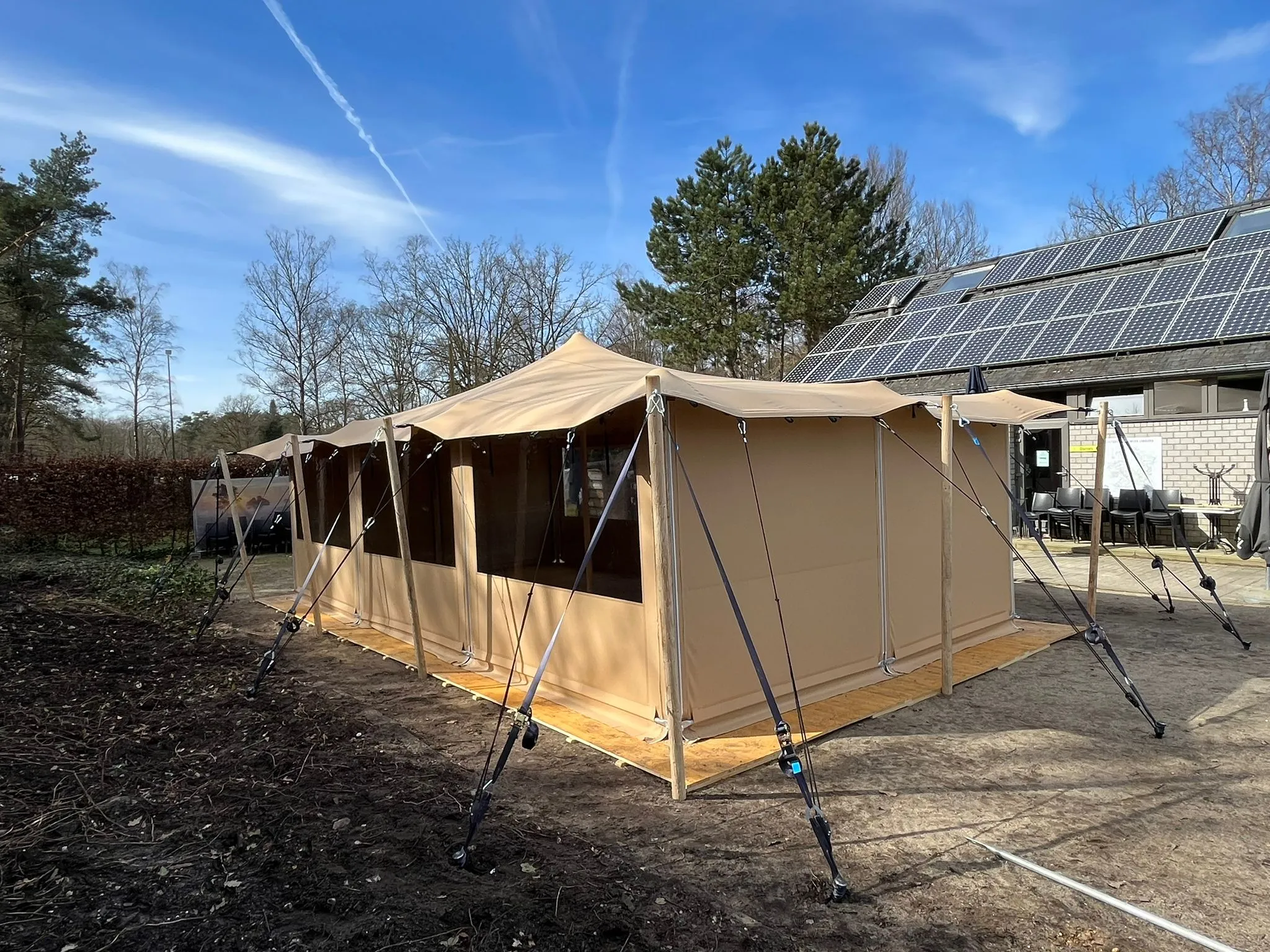 Stretch tent outdoor setup