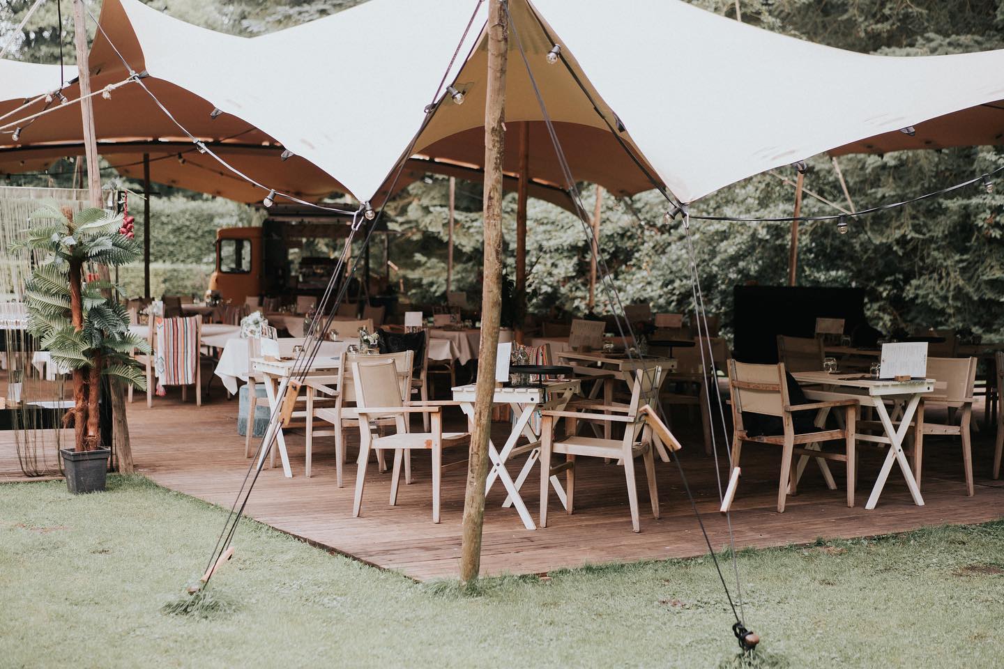 Stretch tent wedding setup