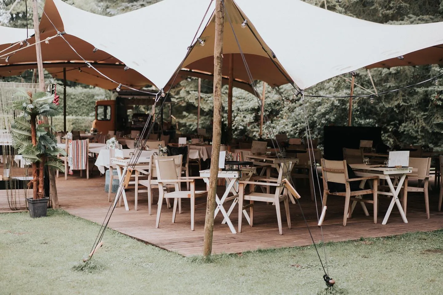 Stretch tent wedding setup